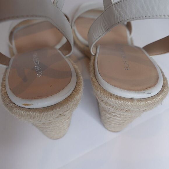 Stuart Weitzman Teddi Espadrille Leather Wedge Sandal White Women's Size 10 New - Picture 10 of 12